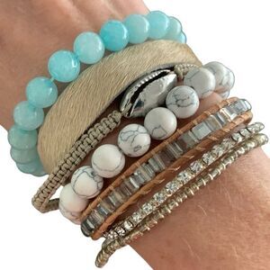 Braga Boho Cuff Beach Bracelet with Beads & Shells
